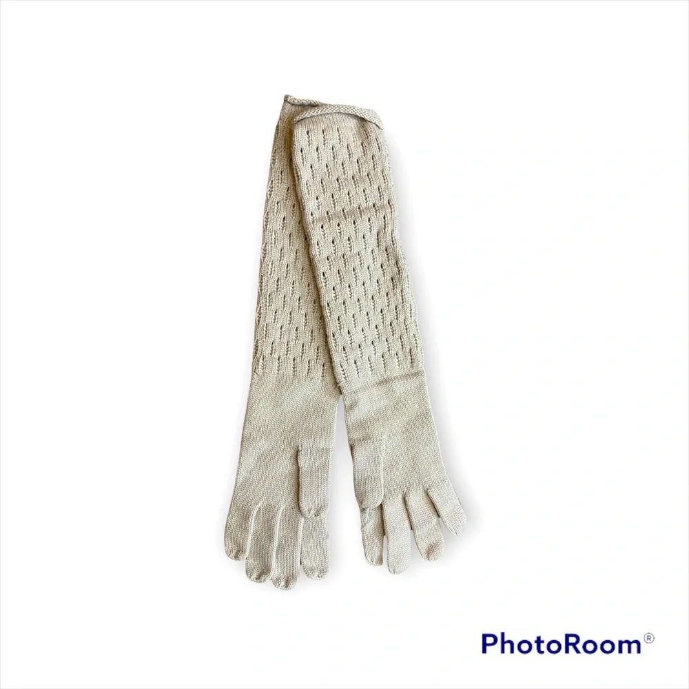 Loro Piana baby cashmere long pointelle gloves